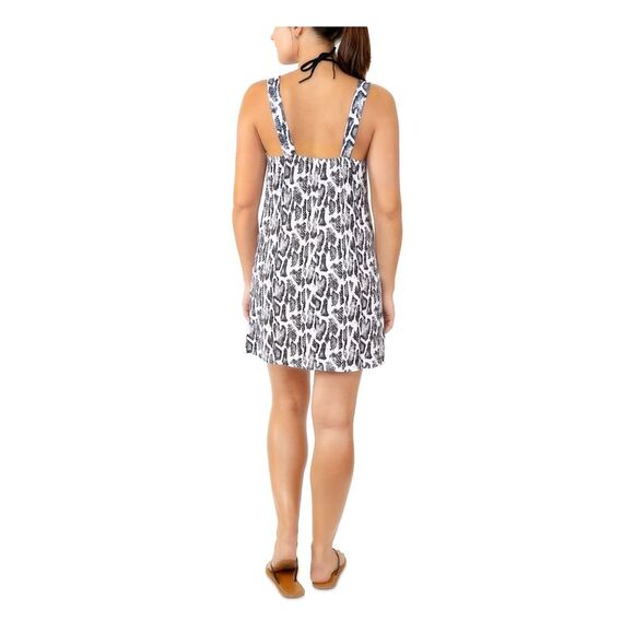 MIKEN Women's White Snake Print Square Neck Shoulder Straps Swimsuit Cover Up L - Picture 2 of 2